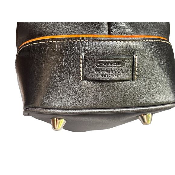 Vintage COACH Hampton 9268 Black Leather Tan Trim Carryall Satchel Y2k - Picture 9 of 16